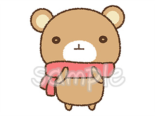 ストールを巻いているクマのイラスト